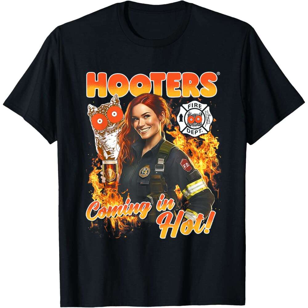2025S Fashion Designer T Shirt For Mens Hooters Coming In Hot Firefighter T Shirt Shirts Tshirt Graphic Tee Casual Tops Clothes Short Sleeve