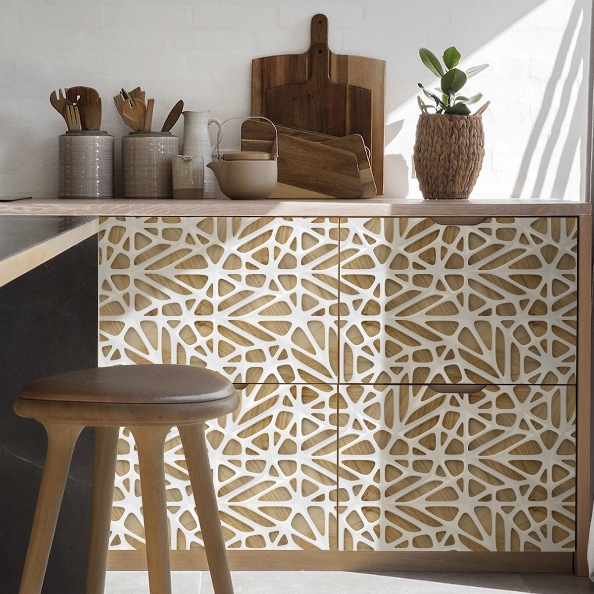 Cross border wallpaper simulation retro wood grain 3D spider web waterproof and moisture-proof home decoration