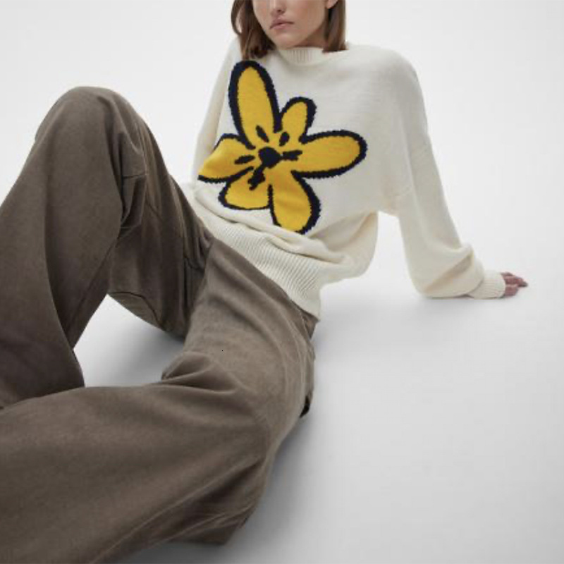 2024 autumn and winter ins style flower pullover sweater women with lazy temperament, loose knit top for women, versatile dongdumaoyi