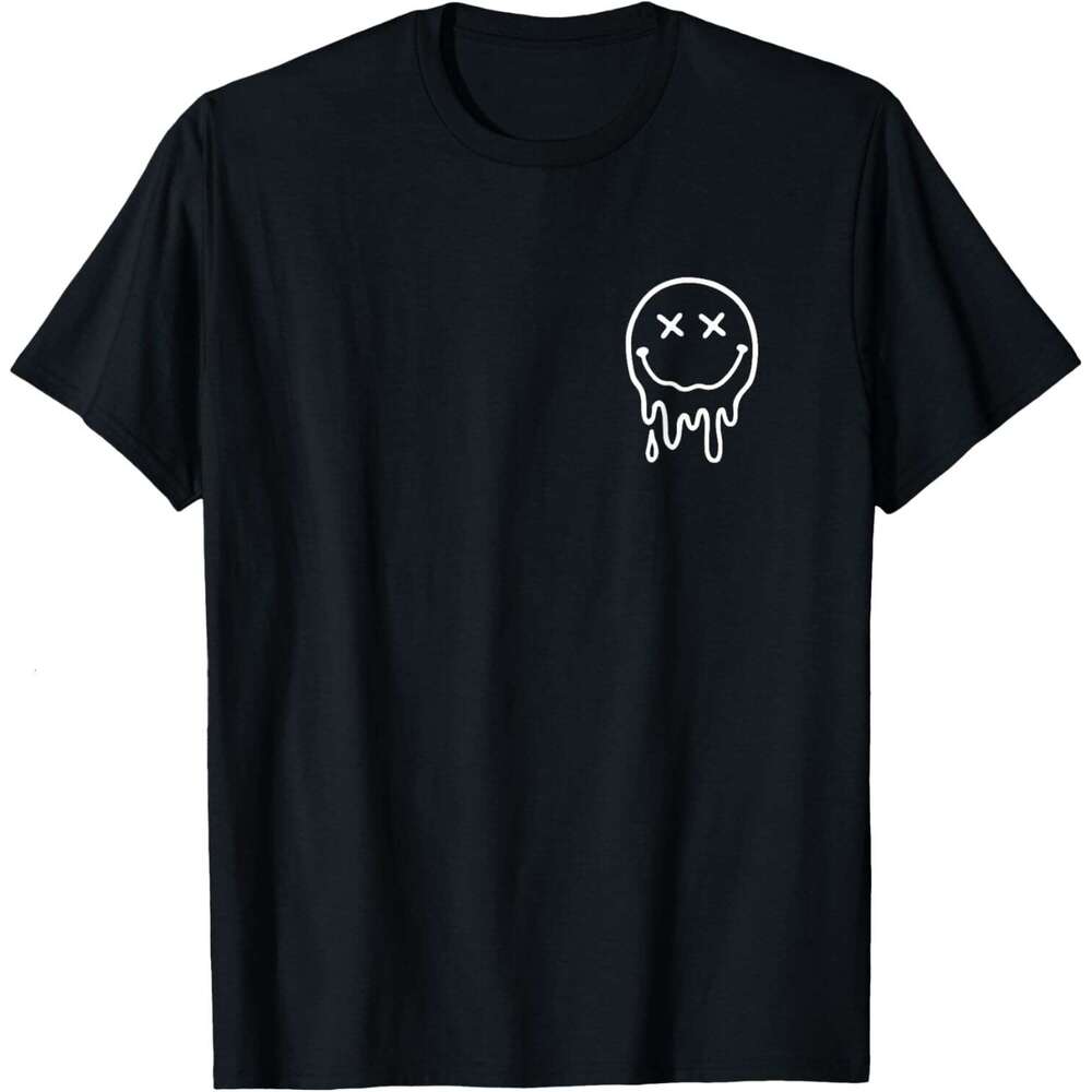 T shirt for Mens Cute X Eyes Melting Happy Melted Dripping Smile Face T-Shirt Shirts Tshirt Graphic Tee Casual Tops Clothes Short sleeve