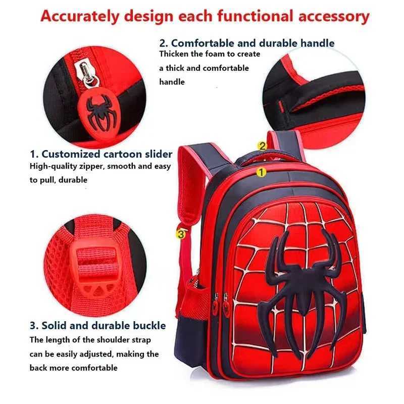Spider King Kids Backpack Waterproof Nylon Large Capacity for 2-16 Year Olds Y240809