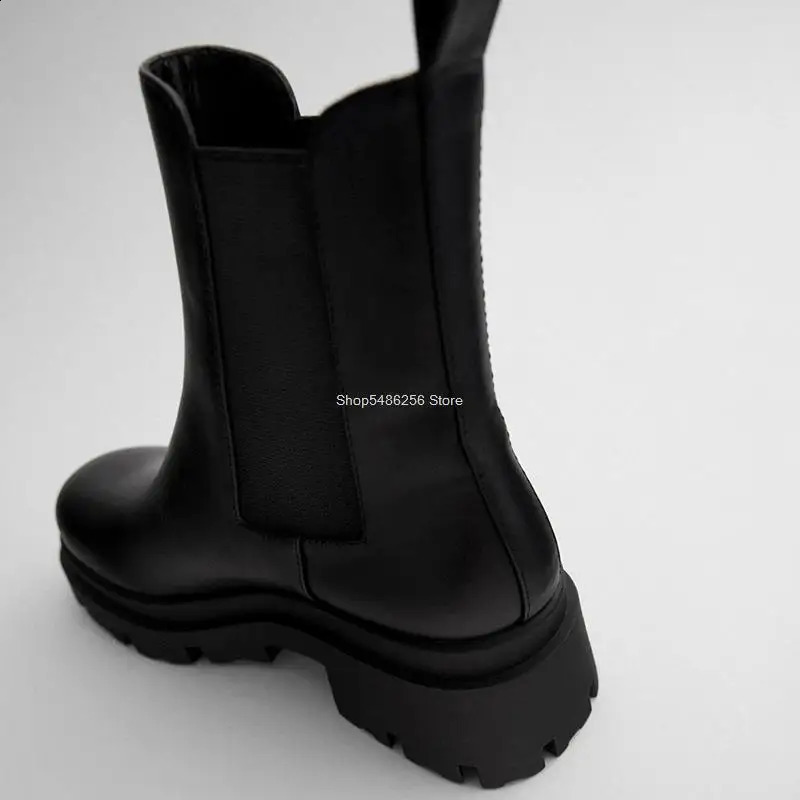 Women Chelsea Boots Feamle Autumn Winter Ankle Boots Women Thick Bottom Platform Shoes Ladies Knitted Fashion Short Boots 240810