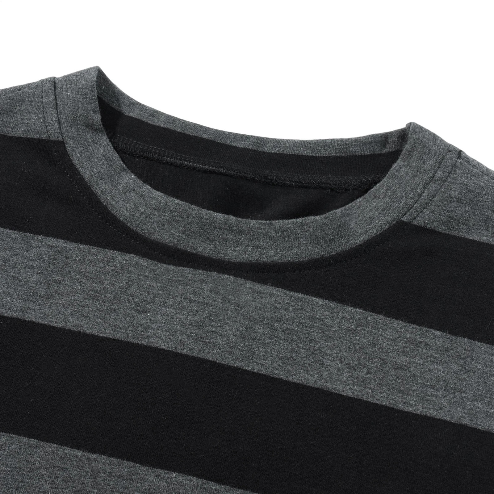 Women Basic T-Shirt Aesthetic Fairycore Spring Summer Casual Grey Black Striped Long Sleeve Round Neck Tops Club Streetwear Y2k 240810