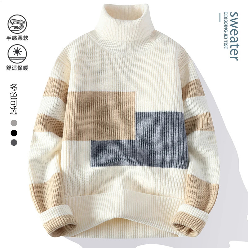 Sweaters men winter korean style mens casual turtleneck warm sweater mens fashion sweaters Mens wool pullovers male 240809