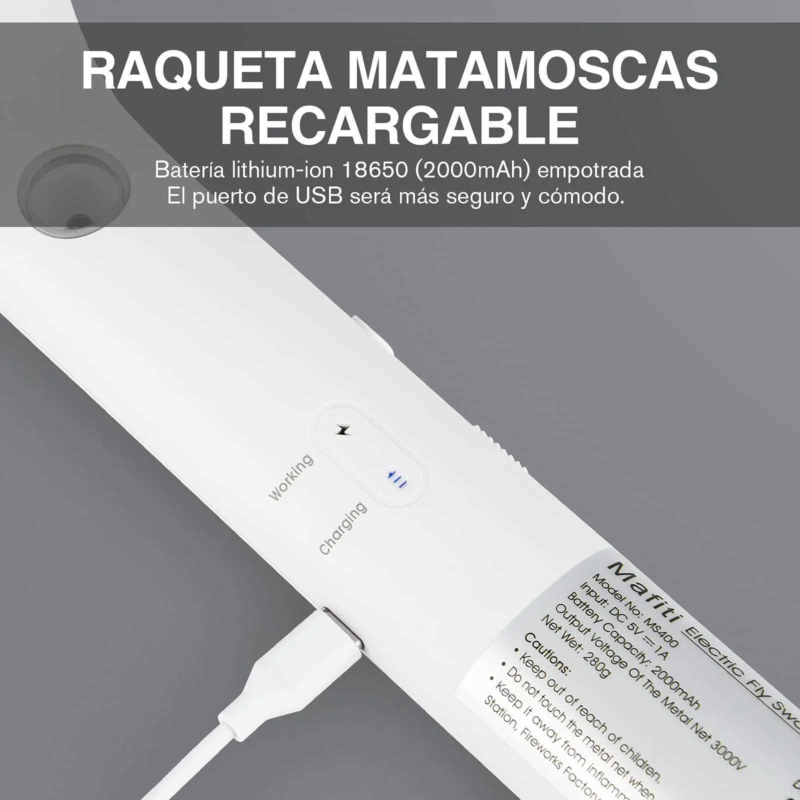 Mafiti Swatter Powerful USB Rechargeable Fly Killer Trap Zapper Mosquito Killing Purple Lamp Seduction High Quality Sleep Tool Y240810