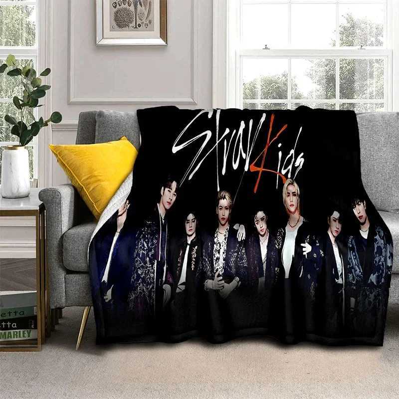 Korean Kpop Stray Kids 3D singer soft flannel blanket used for bedroom sofa picnic throwing blanket to cover outdoor leisure gifts W240809