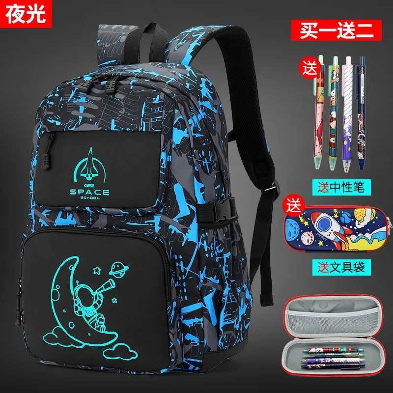 2024 Waterproof Luminous children School Bags For Boys teens Kids School Backpack Orthopedic Primary Schoolbag Book Bag Mochila Y240809