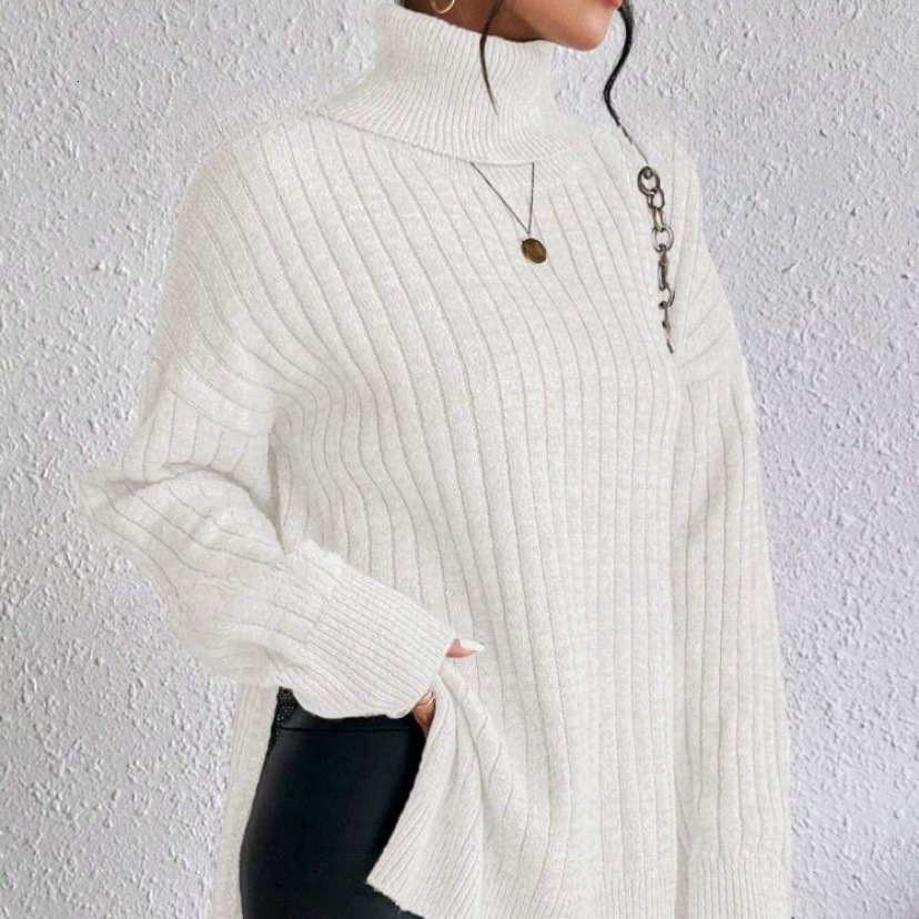 Lazy style high neck women's autumn and winter new Korean version loose slimming pullover long sleeved knitted sweater top dongdumaoyi