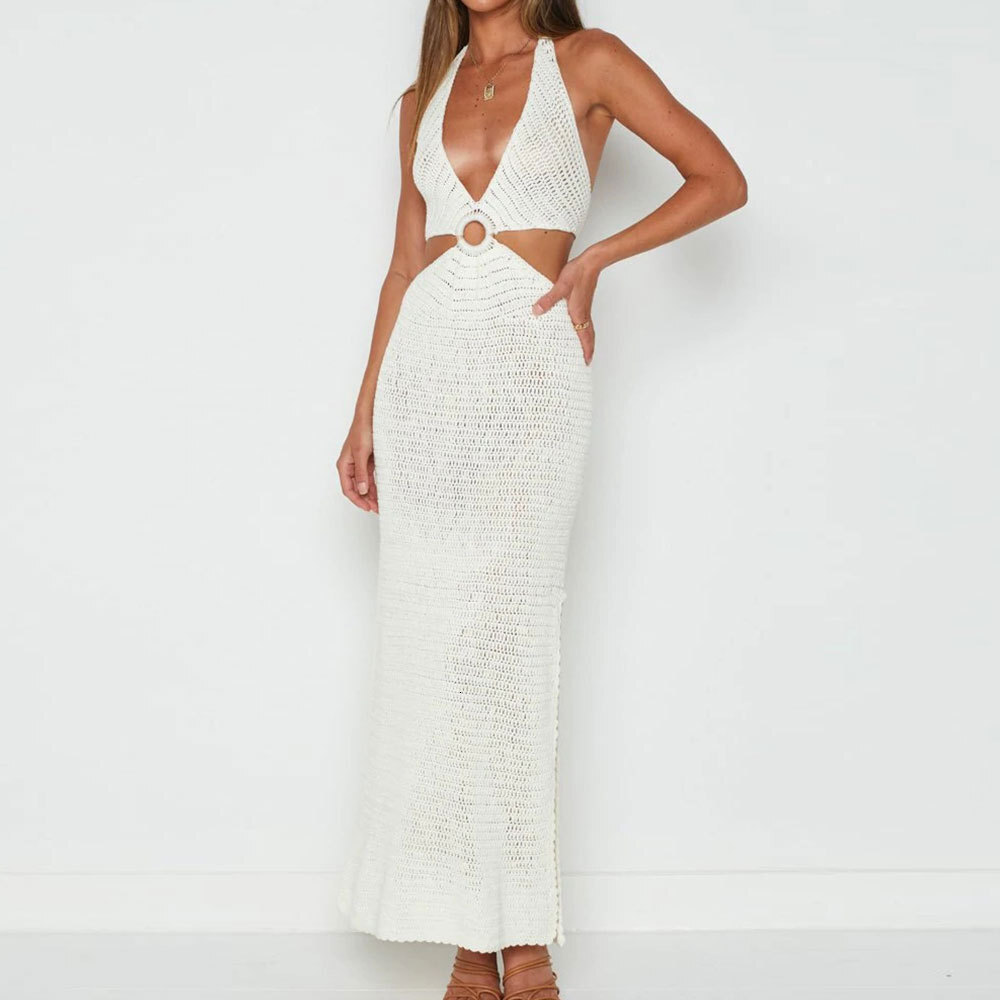 Swimwear Cover-up Bikini Jacket New V-neck Open Waist Back Lace Up Beach Skirt