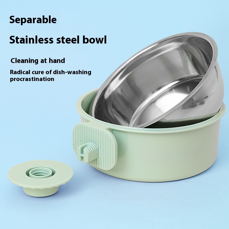 Hanging stainless steel pet bowl, cat bowl, anti knock, thickened fixed dog bowl, feeding and drinking water hanging bowl