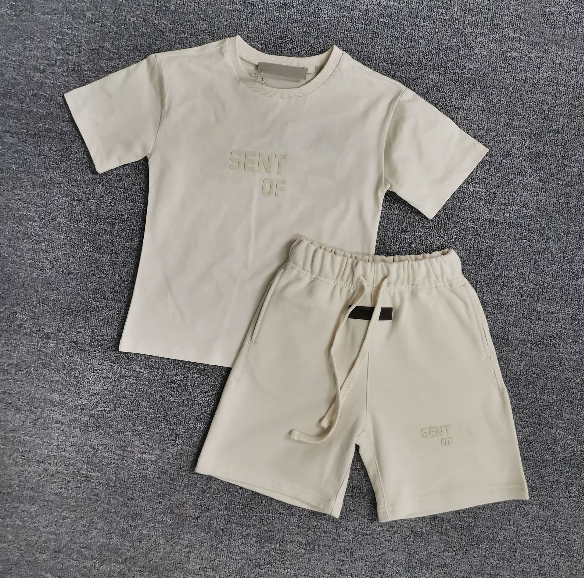 Short And T Shirt Set Kids Lightweight Cotton Summer Outfit - Letter Print Tee and Shorts for Playtime Fun y250607MSEW