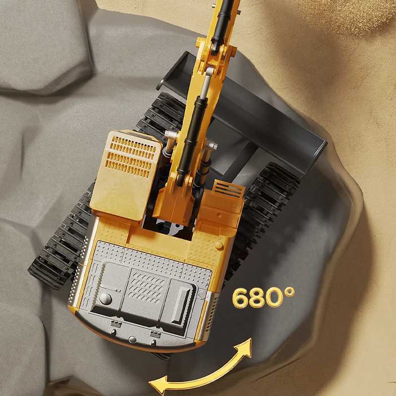 Alloy Remote Control Excavator Toy Car with Lights Sound Effect Electric Excavator Automobile Engineering Vehicle Children Gifts Y240809