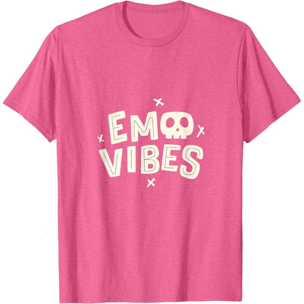 T shirt for Mens Emo Shirt Emo Vibes Alternative 2000 Emo Punk Skull Goth T-Shirt Shirts Tshirt Graphic Tee Casual Tops Clothes Short sleeve