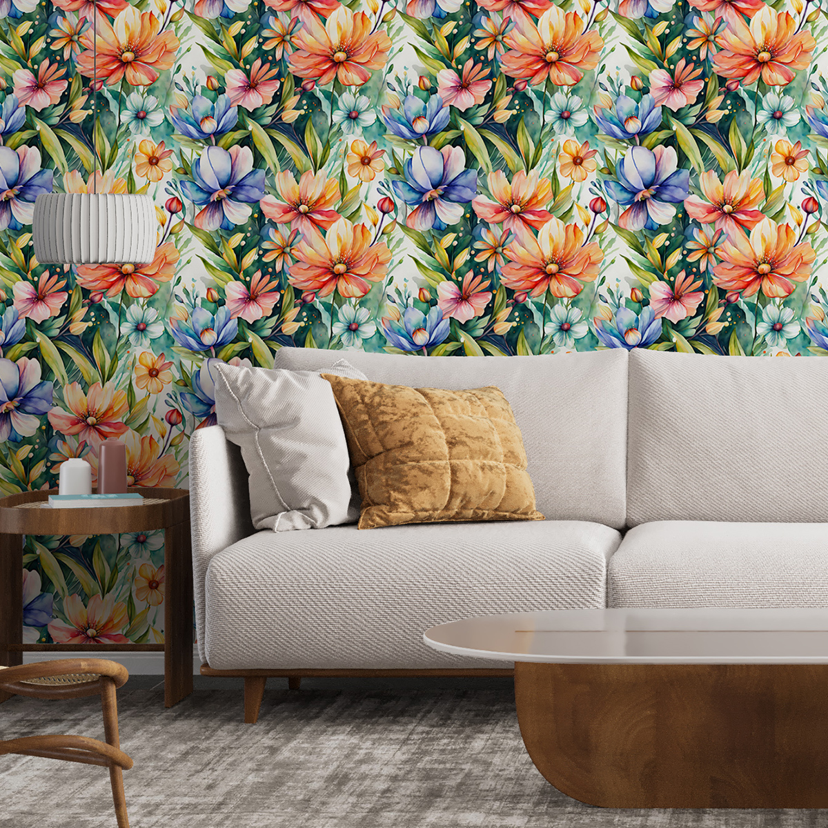 Wallpaper green plants floral patterns vintage personality watercolor style waterproof and moisture-proof home decoration room