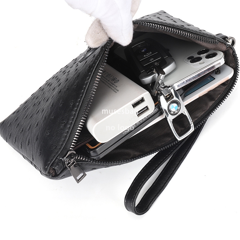 New men's clutch bag ostrich-print clutch bag men's underarm bag long wallet cross-border a piece of hair