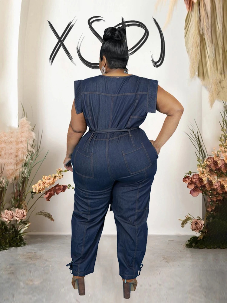 Women Jumpsuit Long Elegant Summer One Piece Denim Female Jumpsuit Jeans Casual Plus Size Jumpsuit Wholesale Drop 240810