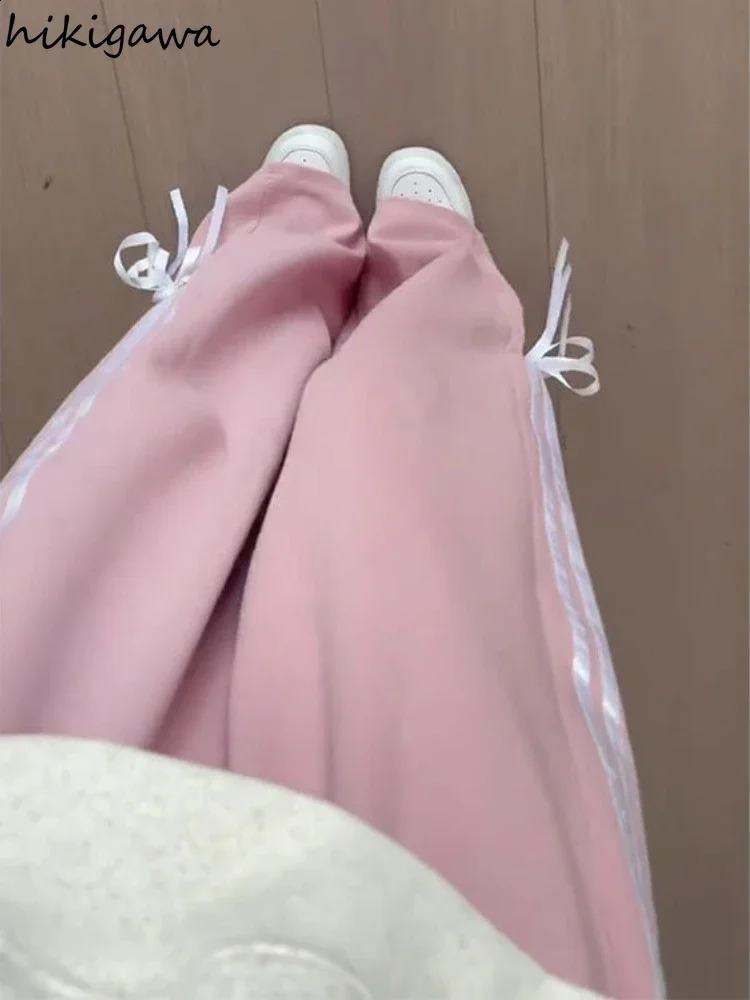 Korean Fashion Personality butterfly bandage Streetwear Leg Pants Bandage Bow High Waist Trousers Casual Y2k Pantalon Femme 240810