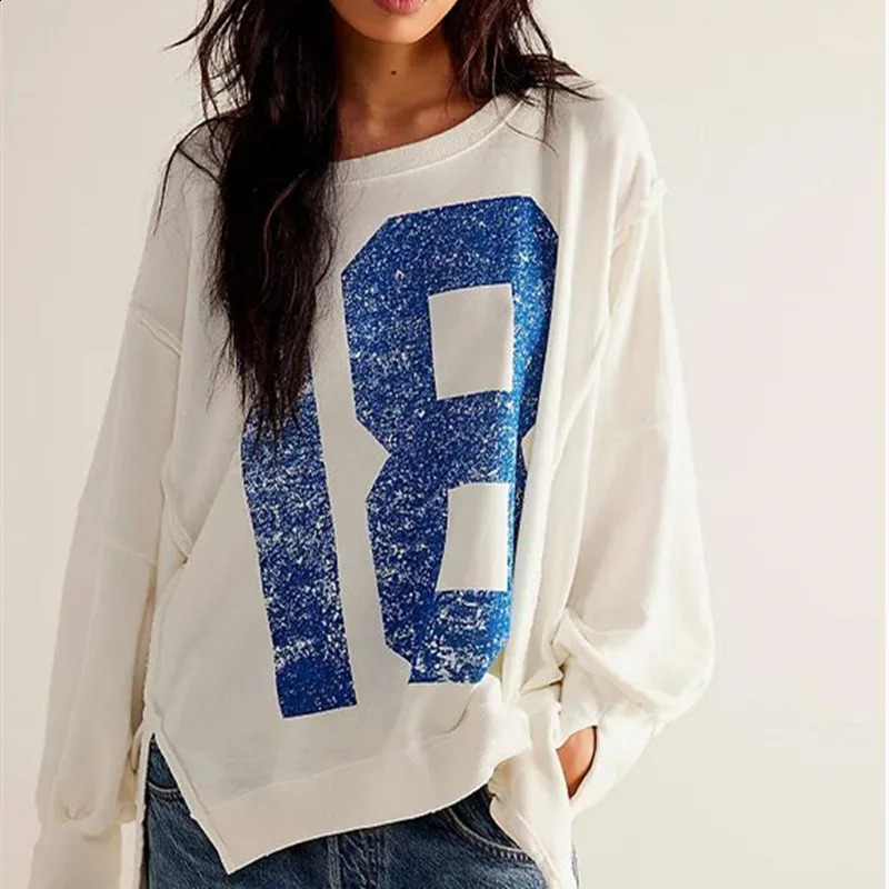 Womens Graphic Sweetgirl Y2k Long Sleeve Falling Shoulder Crewneck Shirt Top Mens Double sided Floral Retro Side Seam Sweater 240809