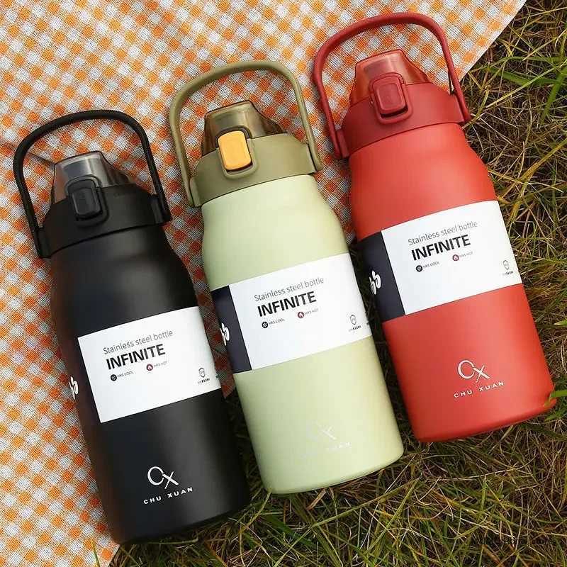 Large Capacity Thermal Water Bottle With Straw Tumbler Stainless Steel Thermo Bottle Gym Vacuum Flask Cold and Hot Insulated CupCL24809