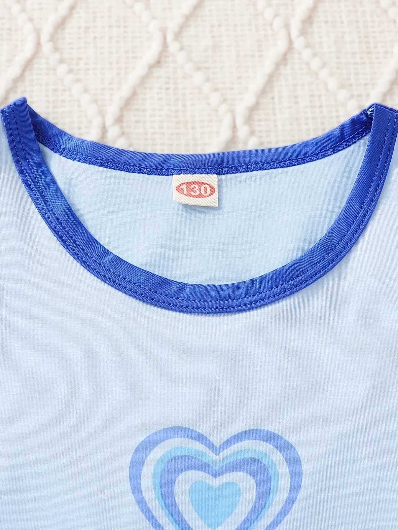 Girls summer love print sleeveless round neck contrasting vest suitable for Versatile basic style for both exterior and interior wear W240809