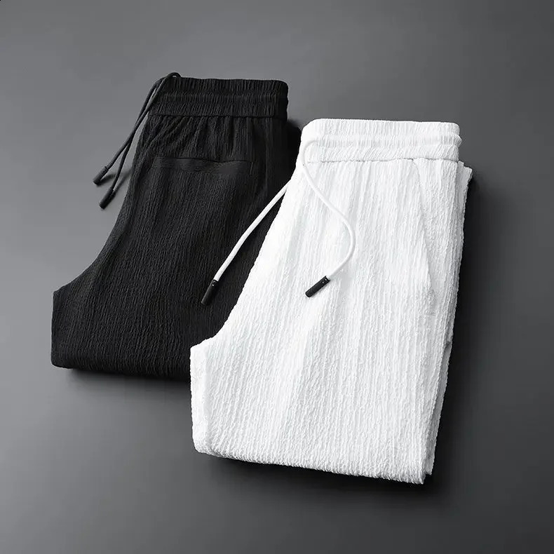 Mens set drawstring pants smart casual mens track suit spring and autumn pleated thin single button promotional 240809