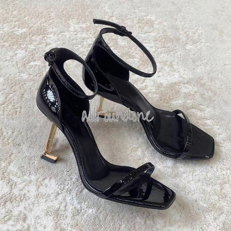 High Heels slingback heels Women Luxury Sandals Classics Paris Dress Shoes Patent Leather Gold Black Fashion Sandals Party Wedding Office slim heels size 35-42