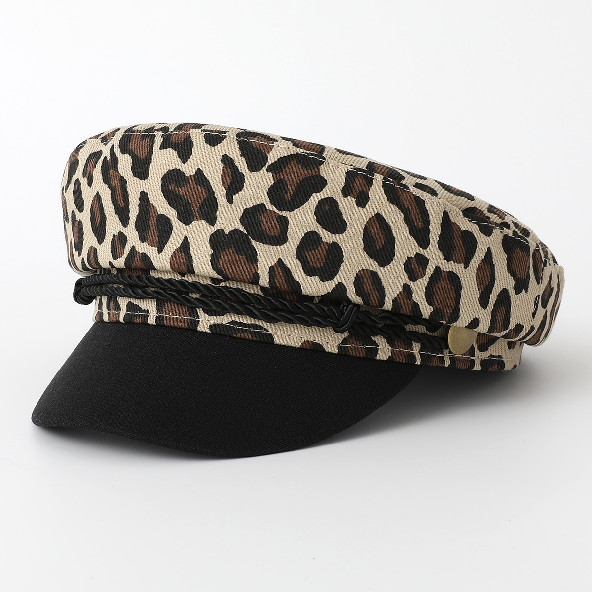 Women hats 2024 new winter warm beret fashionable leopard print hat solid color 240810