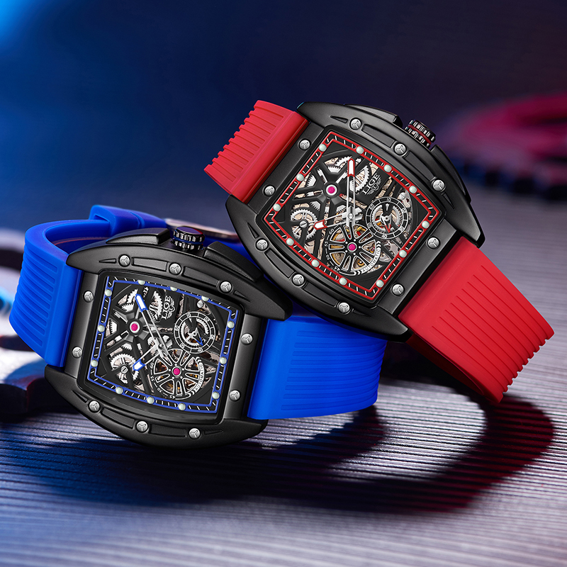 LIGE Men's Mechanical Watch Men's Classic traditional watch Quality silicone strap Men's casual waterproof watch Youth Fashion watch St