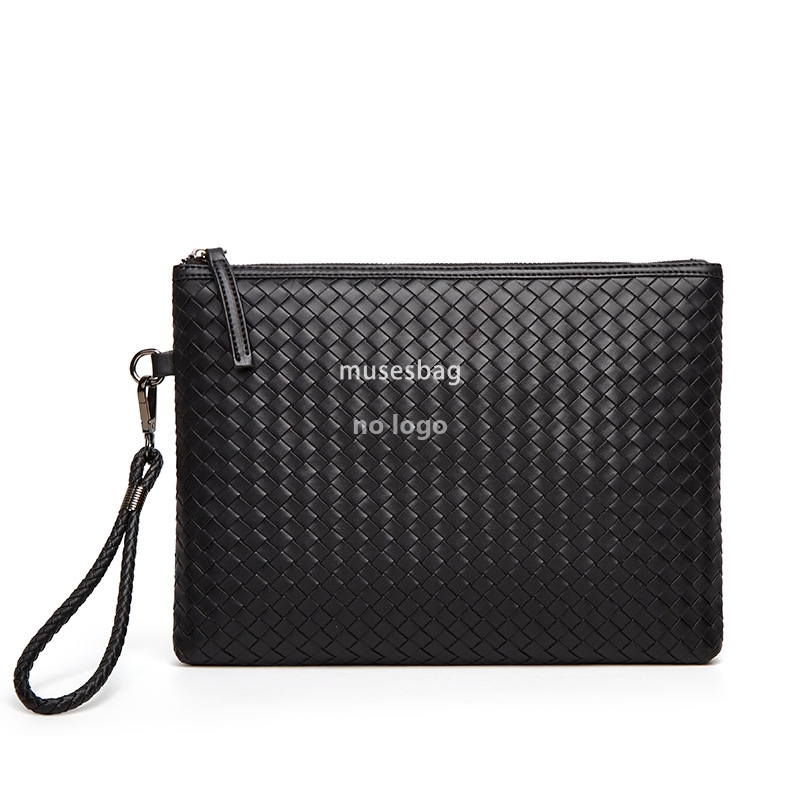 New woven leather clutch bag Men's wallet Soft clutch Large capacity phone bag Business underarm bag