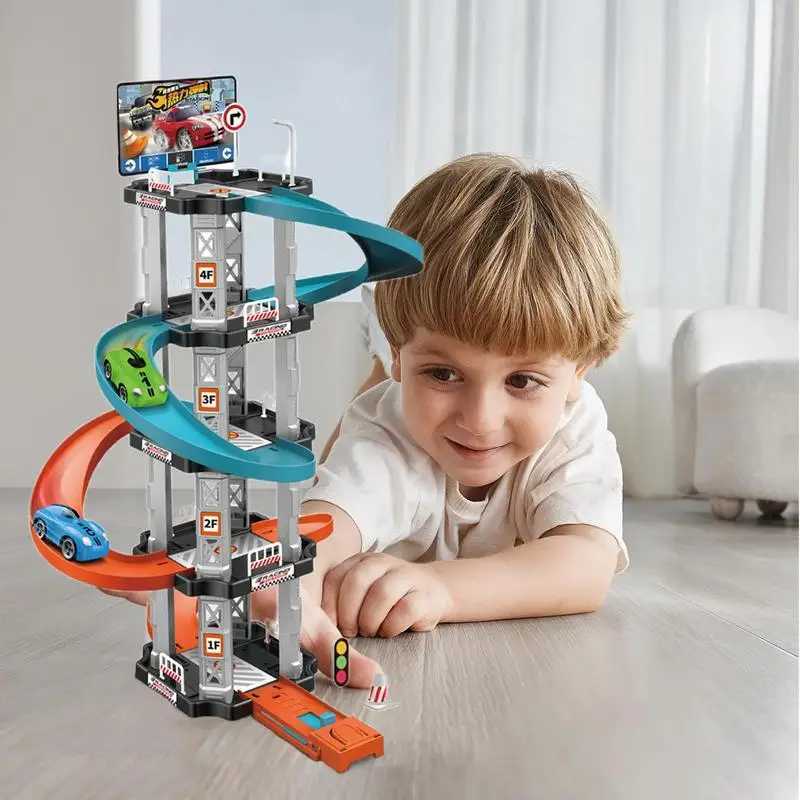 Parking Garage Toy Race Car Ramp Track Toy Playset Preschool Car Games Vehicle Playsets Christmas Birthdays Gifts For Boys Girls Y240809