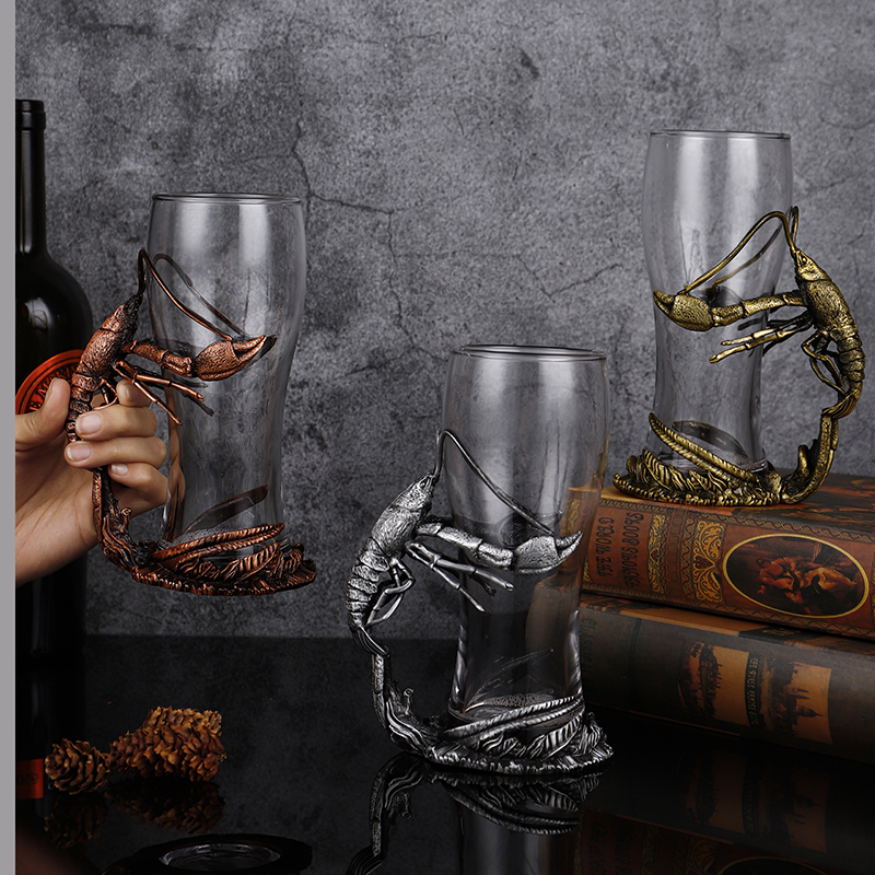 High-end creative personality Lobster glass beer high-end process brewing glass capacity