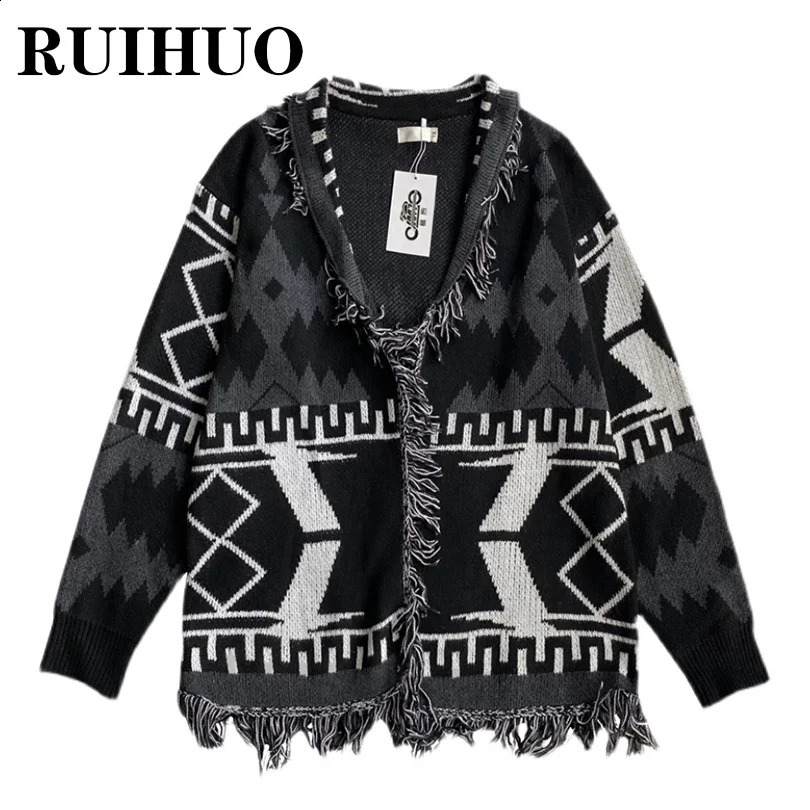 Striped Wool Cardigan Men Clothing Korean Fashion Mens Sweater Coats 2XL Arrivals 240809