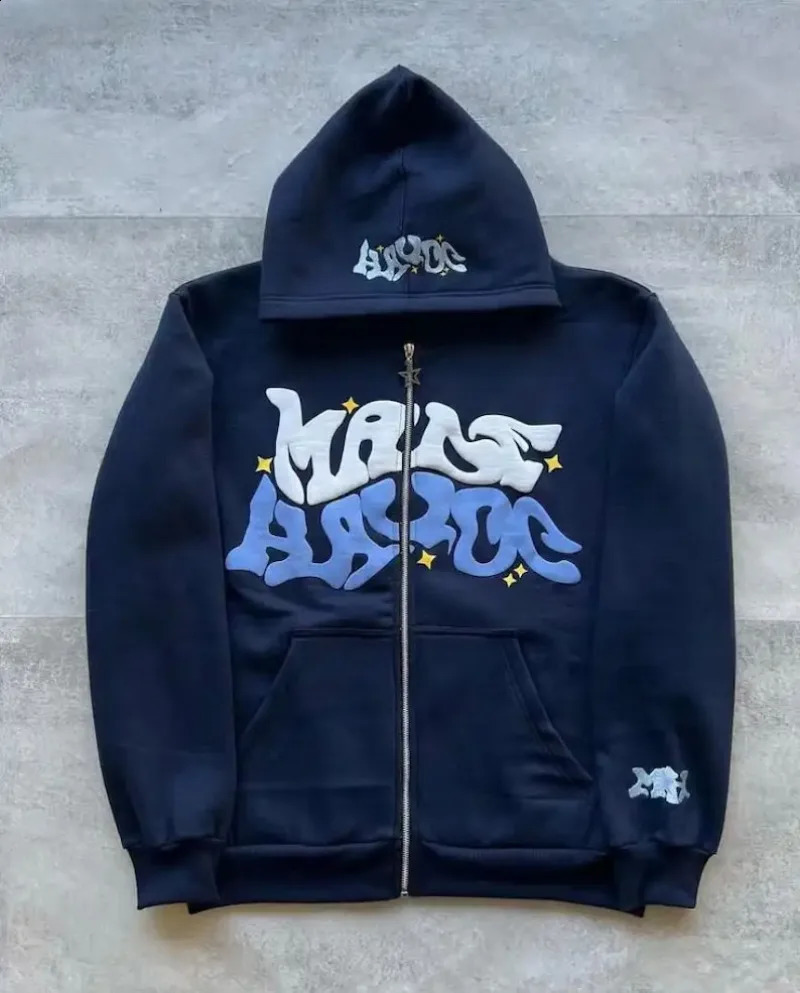 Y2K Hoodie Hip Hop Letter Print Oversized 5XL Zipper Hooded Sweatshirt Men Women Harajuku Rock Punk Jacket Coat Streetwear 240810