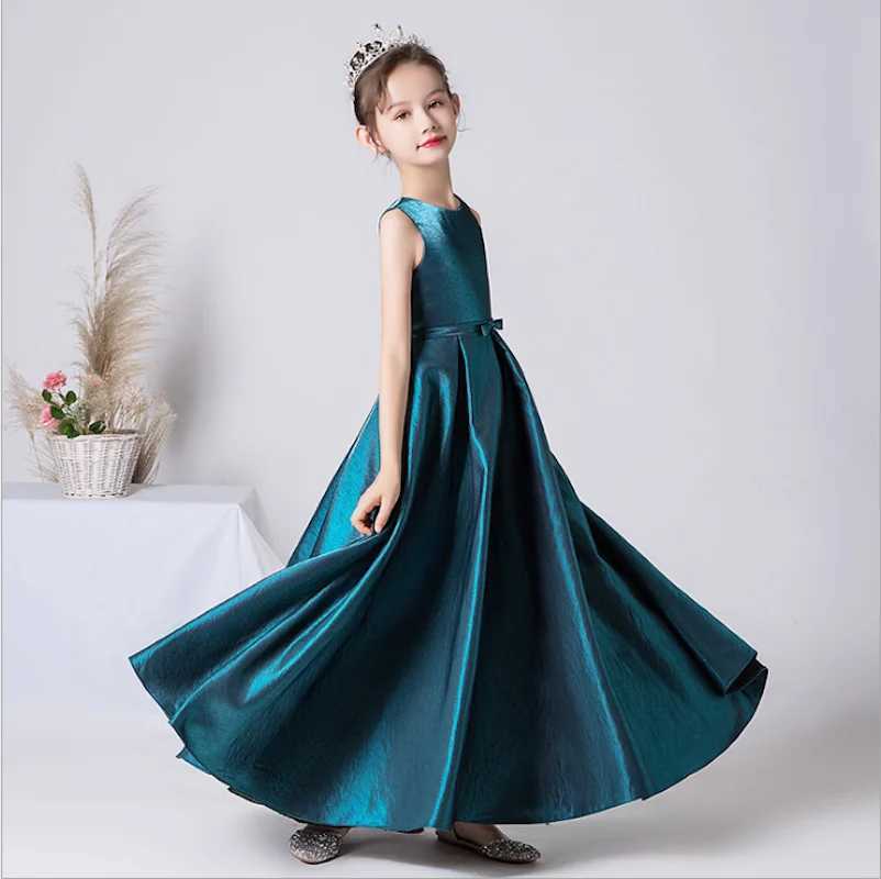 Dideyttl Customized Sleeveless Flower Girl Dress Par Dress Girl Satin Youth Concert Formal Elegant Banquet Dress W250326
