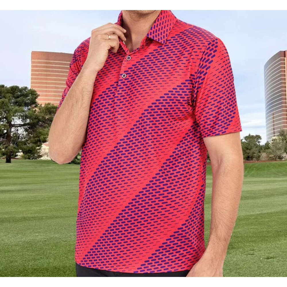 Mens Polo shirt pink Golf Shirt Print Performance Moisture Wicking Dry Fit Polo Shirts for Men Polos shirts tshirt Casual tops summer clothes Short sl