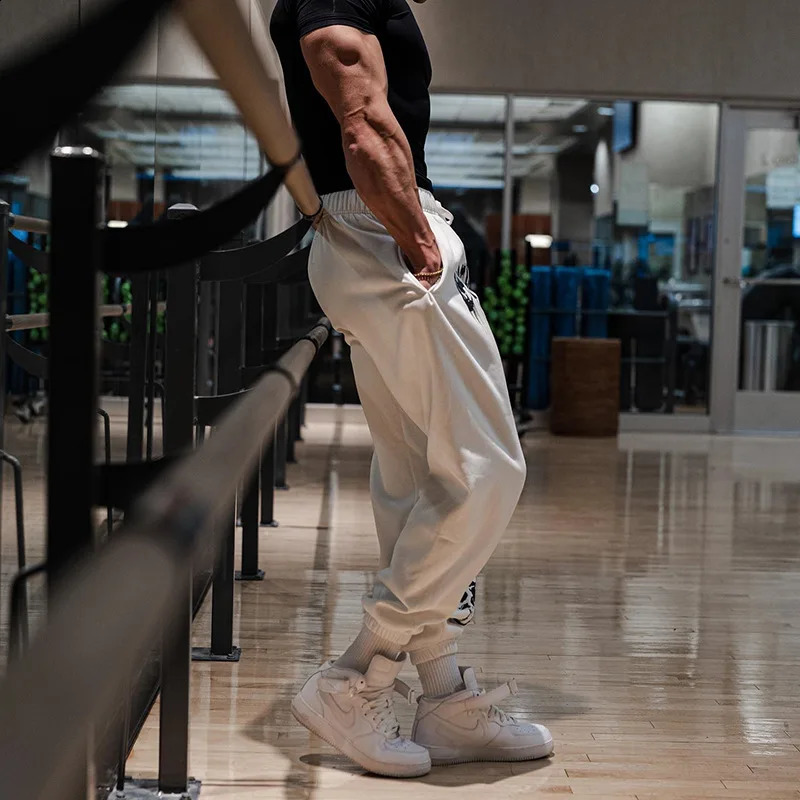 Autumn Cotton Casual Pants Men Joggers Gym Fitness Sweatpants Running Trousers Male Training Sportswear Bottoms Black Trackpants 240810