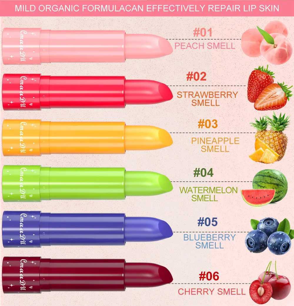 CmaaDu 6 Colors Fruity Lip Balm Nourish Moisturize Lipstick Long Lasting Hydrating Fade Lips Lines Prevent Dry Make Up Lip CaresXJ241205