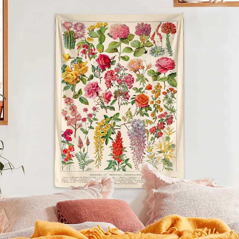 1pc Retro floral and plant tapestry collection garden floral identification reference picture tapestryXJ240810