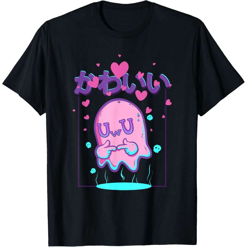 T shirt for Mens Kawaii Uwu Ghost Anime Japanese Manga Otaku Halloween T-Shirt Shirts Tshirt Graphic Tee Casual Tops Clothes Short sleeve