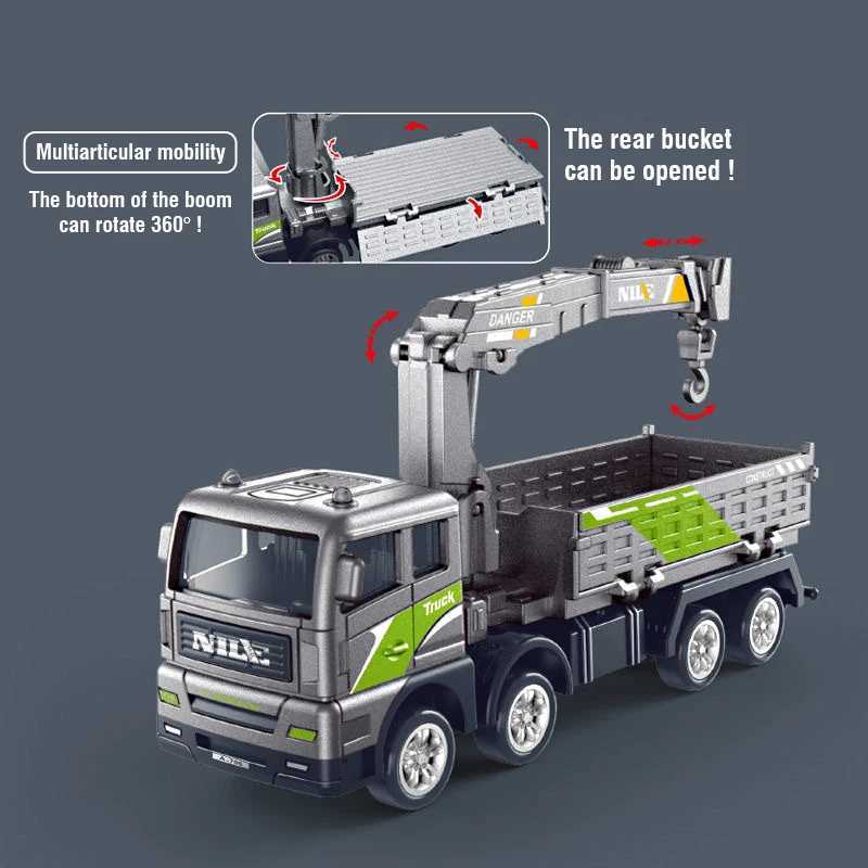 Free shipping 1/50 Diecast Engineering Vehicle Excavator Bulldozer Car Model Silation Alloy Head Dumper Truck Crane Tanker Toys for Kids Boy