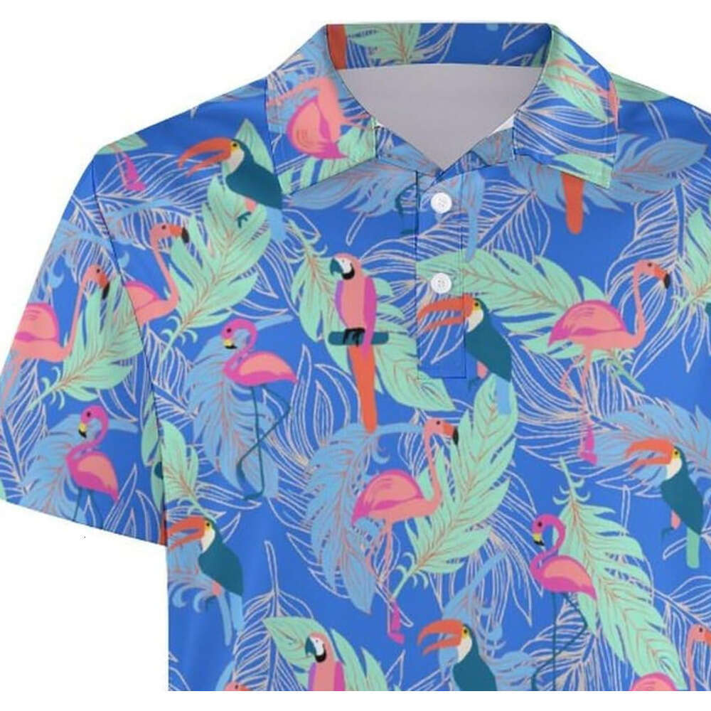 Fashion Mens Polo shirt for Men Flamingo Dry Fit Short Shirt Performance Shirts Funny Bird Golf ShirtsLarge Polos shirts tshirt Casual tops summer clo