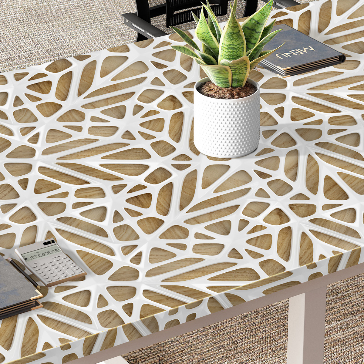 Cross border wallpaper simulation retro wood grain 3D spider web waterproof and moisture-proof home decoration