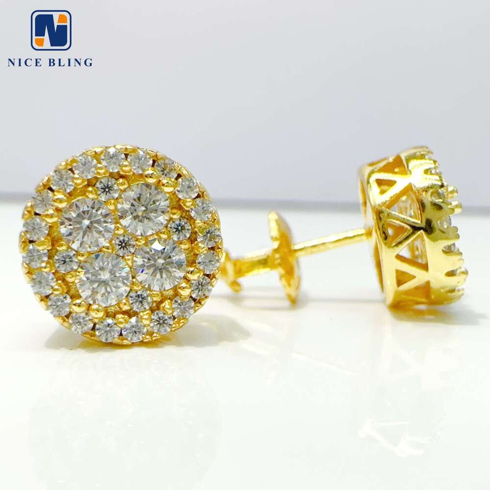 Fashion VVS Diamond Earrings Round Hip Hop Jewelry GRA Moissanite Screw Back Earring For Women