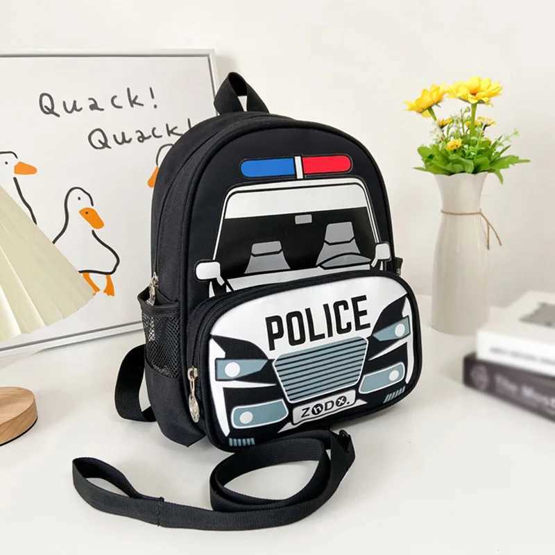 New kids Backpacks Solid Lovely Cartoon Car Print Nylon Waterproof Backpack Boy Cool School Bag Child Fashion Zipper Bags Y240809