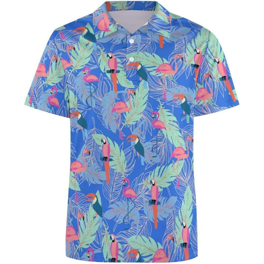 Fashion Mens Polo shirt for Men Flamingo Dry Fit Short Shirt Performance Shirts Funny Bird Golf ShirtsLarge Polos shirts tshirt Casual tops summer clo