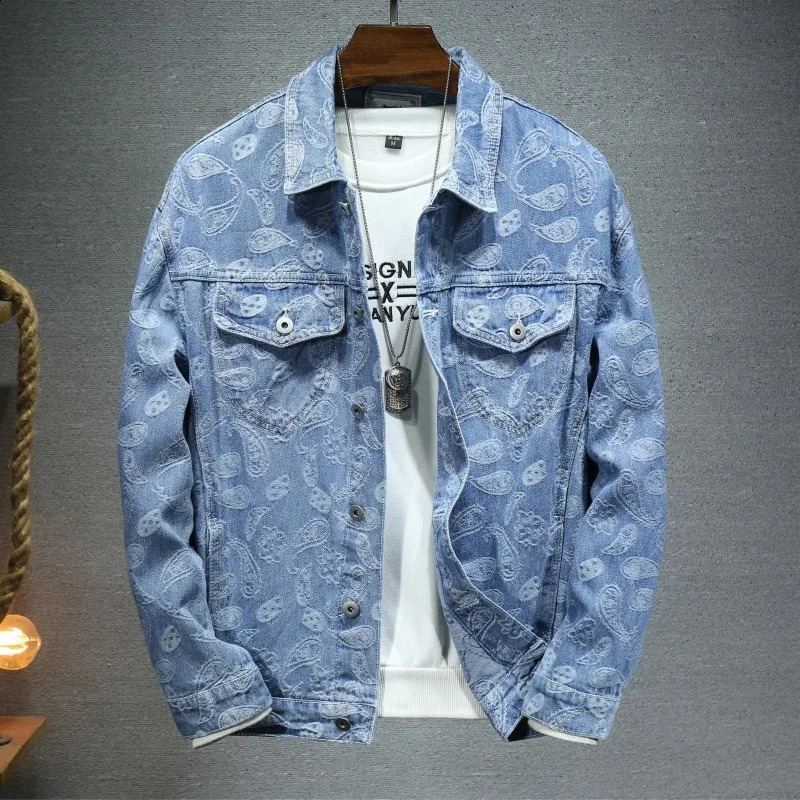 Spring Autumn Cotton printing Jeans Jacket Man Fashion Denim Jackets Coat Male Casual Bomber Jacket Men Clothing Outwear tops 240816
