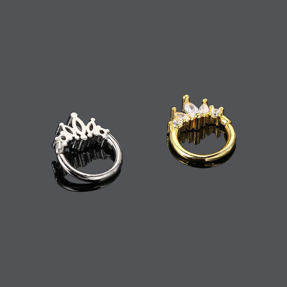1pc Tragus Rook Piercing Earring Zircon Flower Dangle Chain Stud Helix Lobe Ear Cartilage Accessories Gold Color Women Jewelry 240807