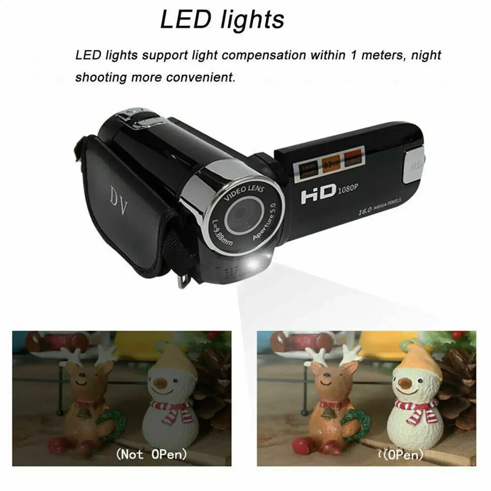 DV video camera 1080P full HD 16MP anti shake digital 270 degree rotating screen 16X night shooting zoom y240805