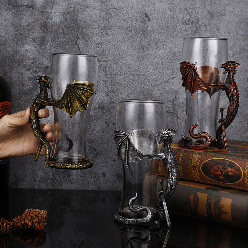 High-end creative personality stegosaurus glass beer glass high-end craft brewed large capacity