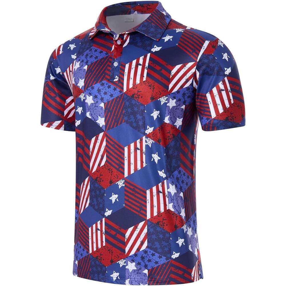 Fashion Mens Polo shirt Mens American Flag Golf Shirts 4th of July USA Patriotic Short Sleeve Polos shirts tshirt Casual tops summer clothes Short sle